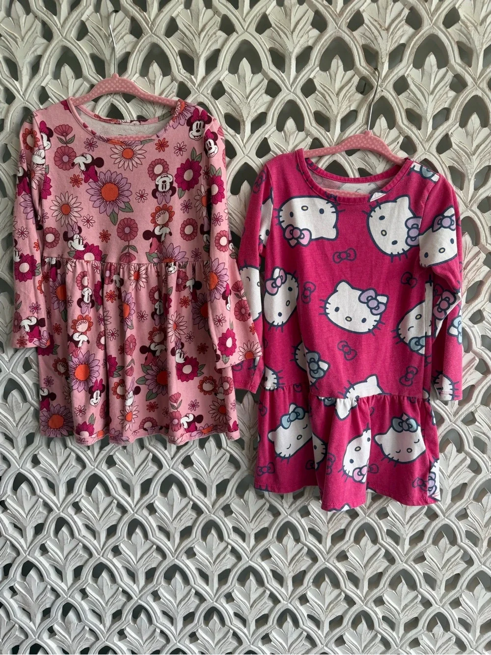 3T Pink Character Dress Bundle - Minnie, Bluey, Hello Kitty